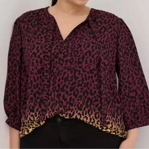 Torrid leopard Animal Print ombre V-Neck Blouse XL